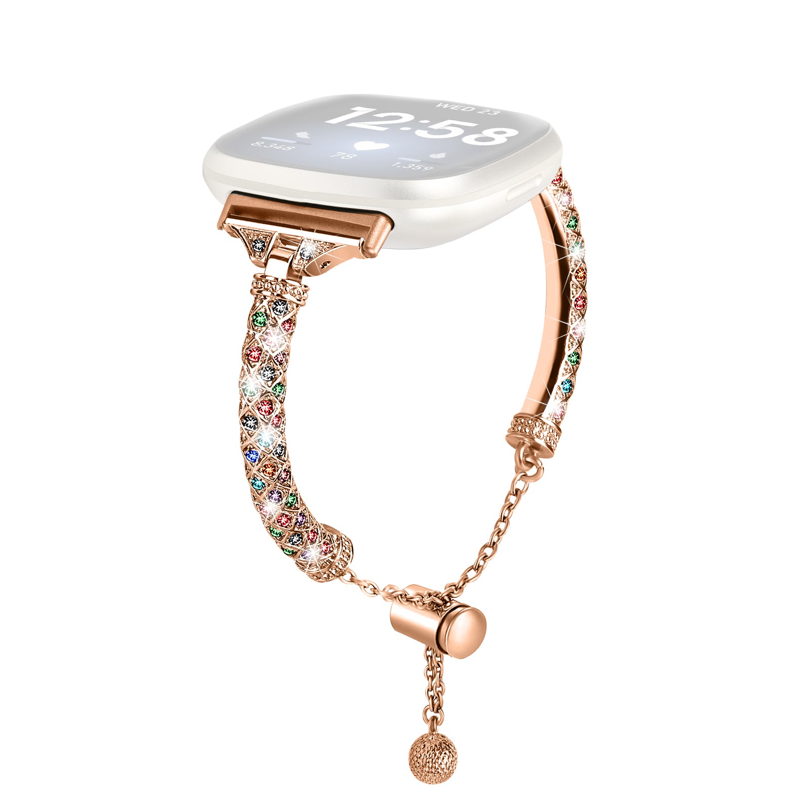 For Fitbit Versa 4 Sense 2 Bracelets Band Rhinestone Decor Bling Chain Copper Watch Strap For Fitbit Versa 4 Sense 2 Bracelets Band Rhinestone Decor Bling Chain Copper Watch Strap